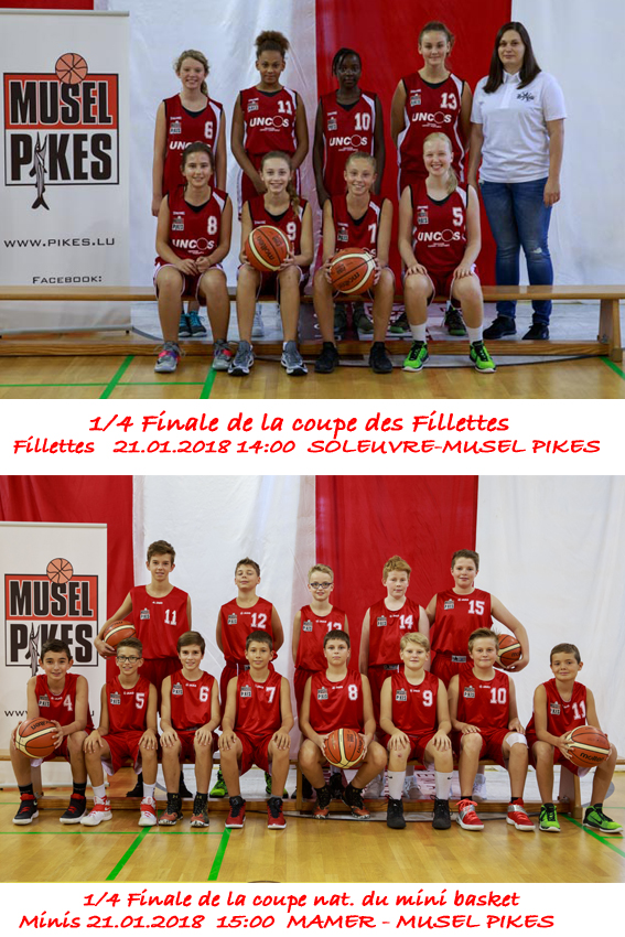 1/4 Finales Coupe: Fillettes + Minis 1/4 Finales Coupe: Fillettes + Minis