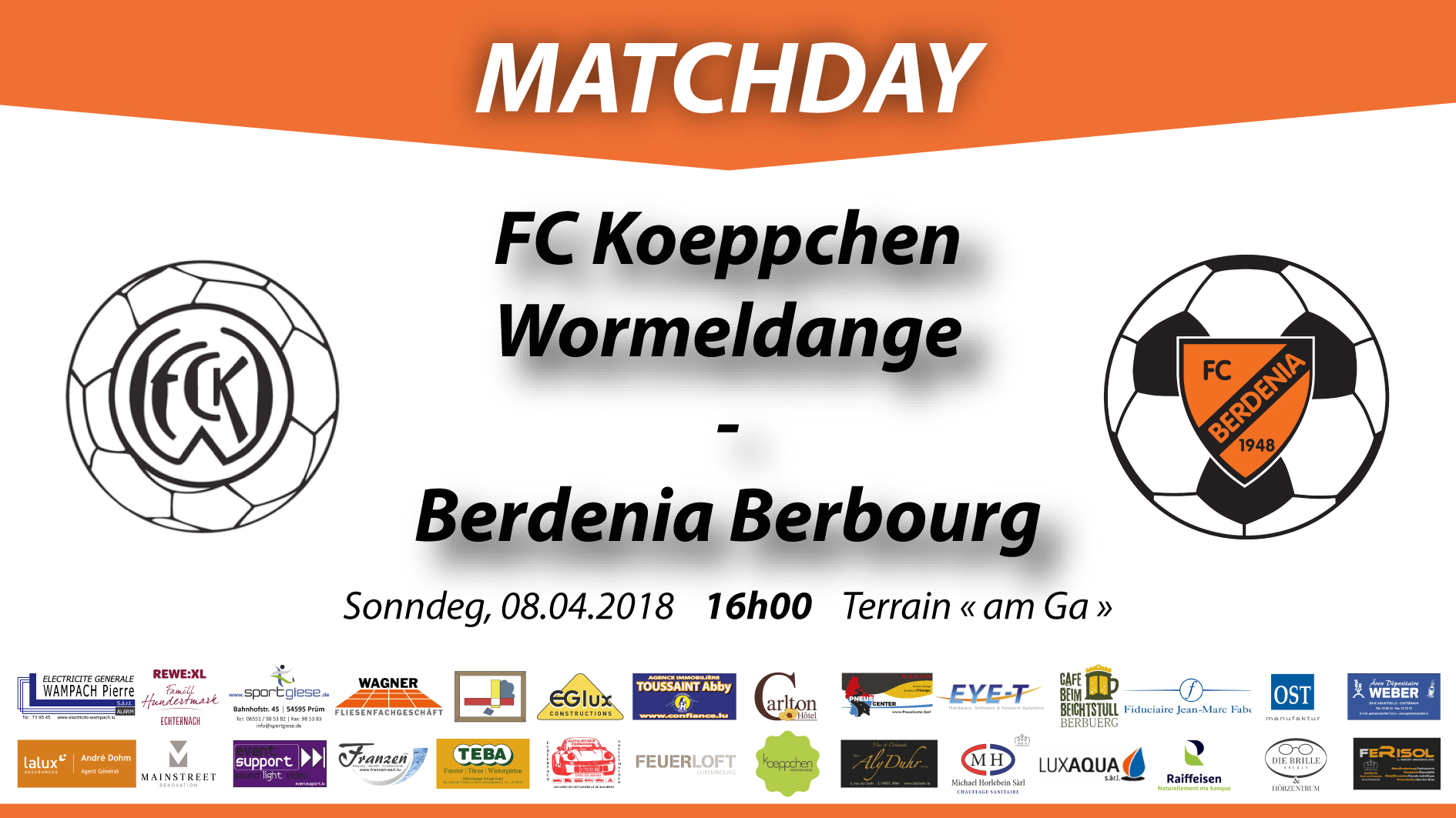MATCHDAY: FC Koeppchen Wormeldange - FC Berdenia Berbourg MATCHDAY: FC Koeppchen Wormeldange - FC Berdenia Berbourg