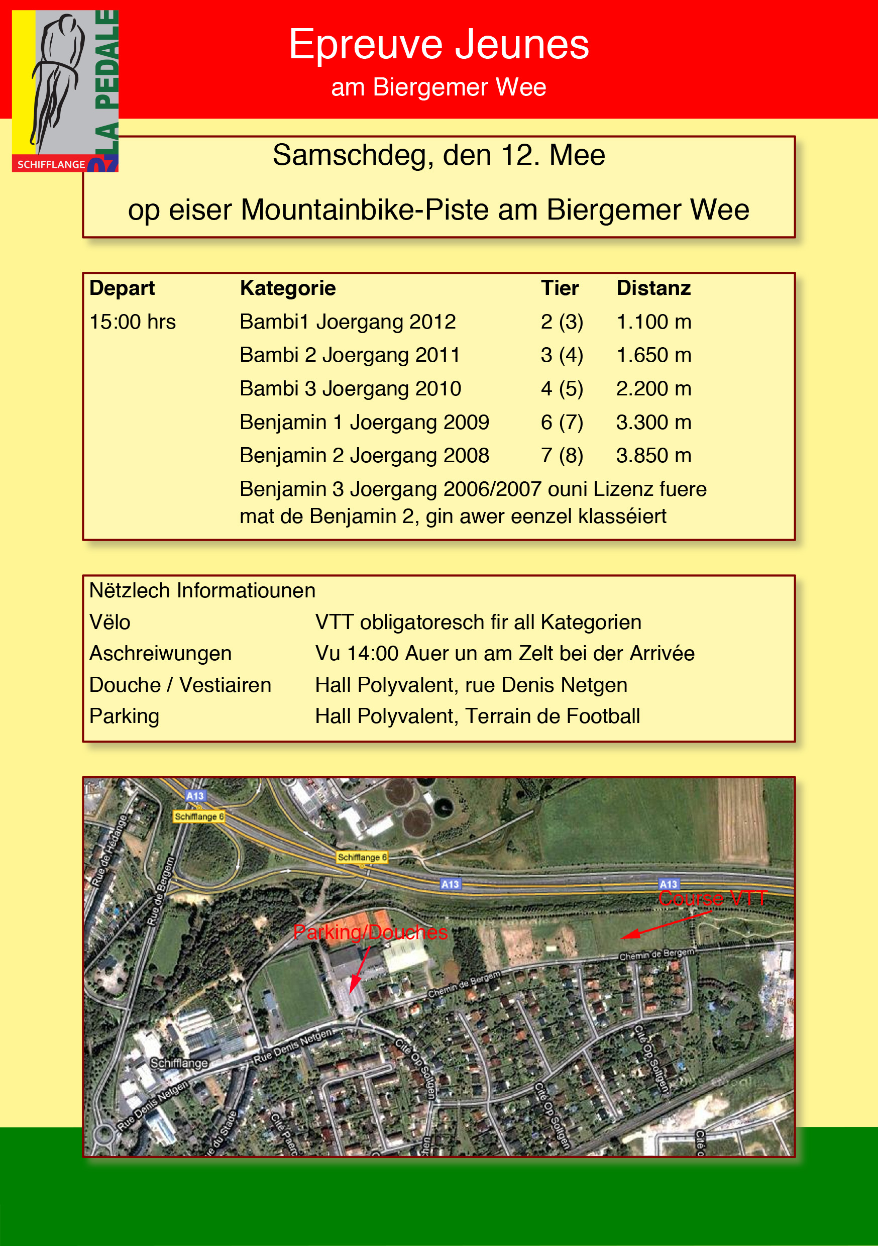 VTT fir Jeunes - Samschdeg den 12. Mee VTT fir Jeunes - Samschdeg den 12. Mee