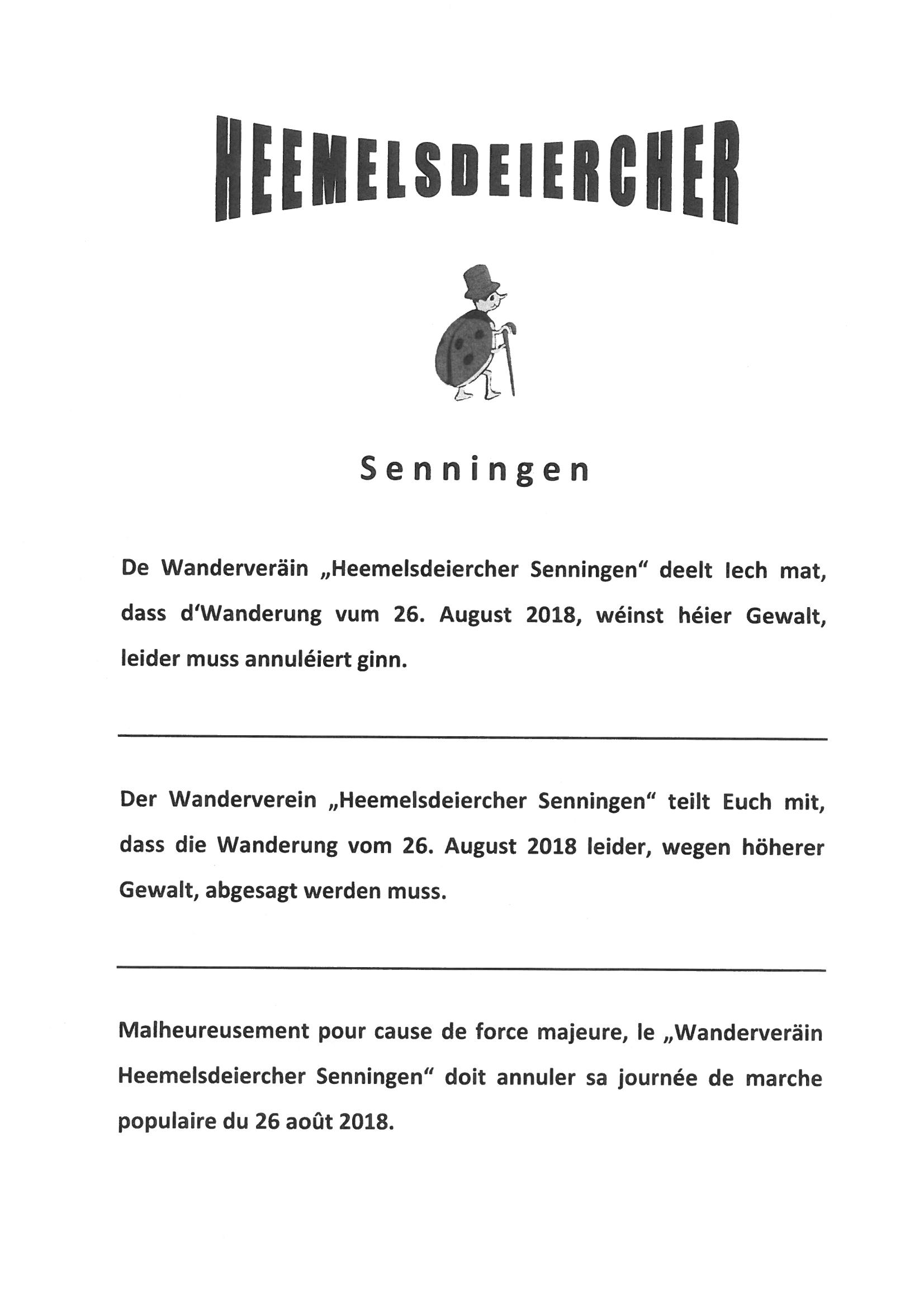 NIEDERANVEN ANNULATION MARCHE  