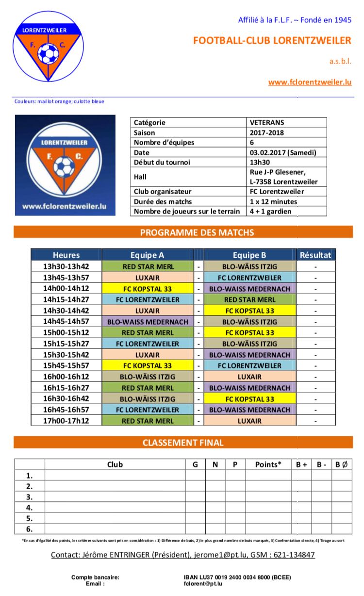 Tournoi VETERANS - Futsal