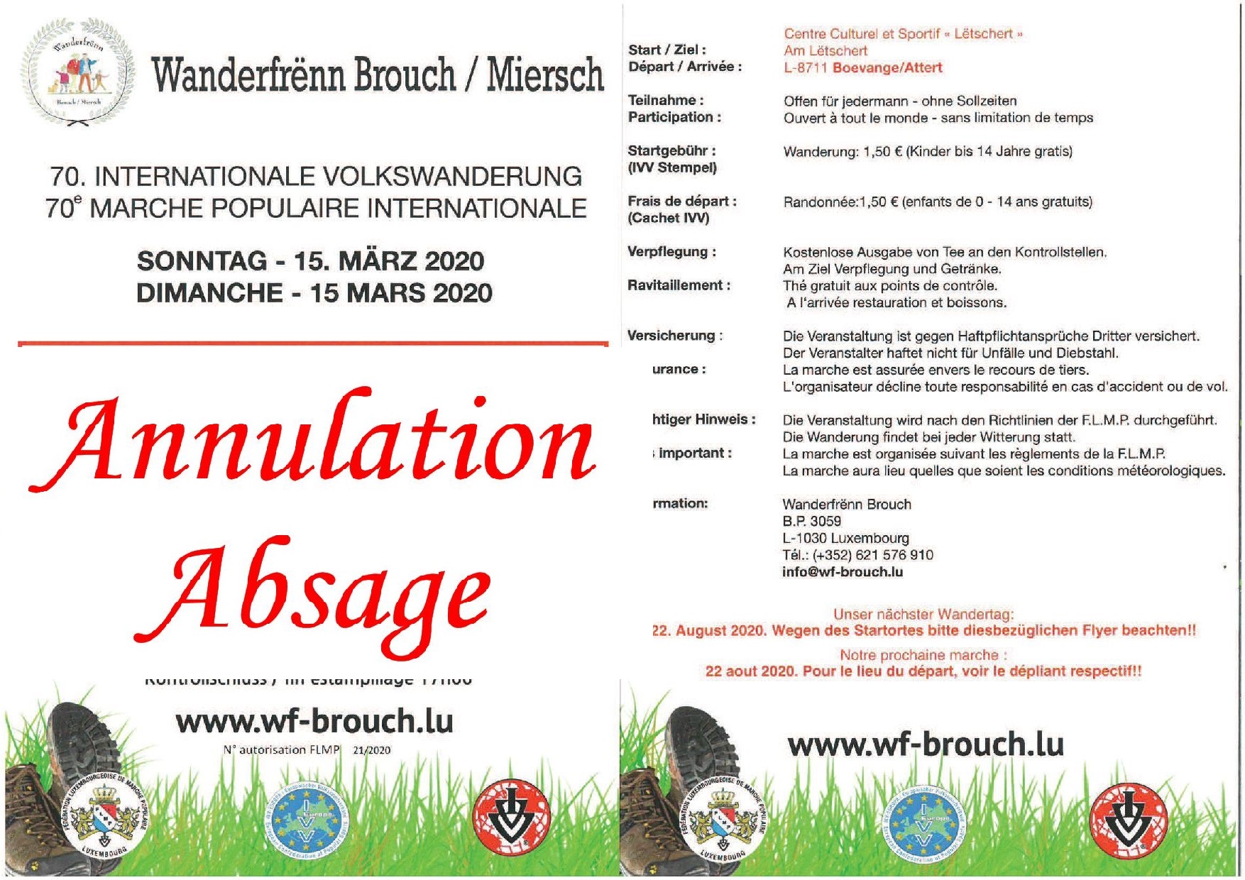 ANNULATION BROUCH (Mersch) FLMP IVV WANDERUNG 