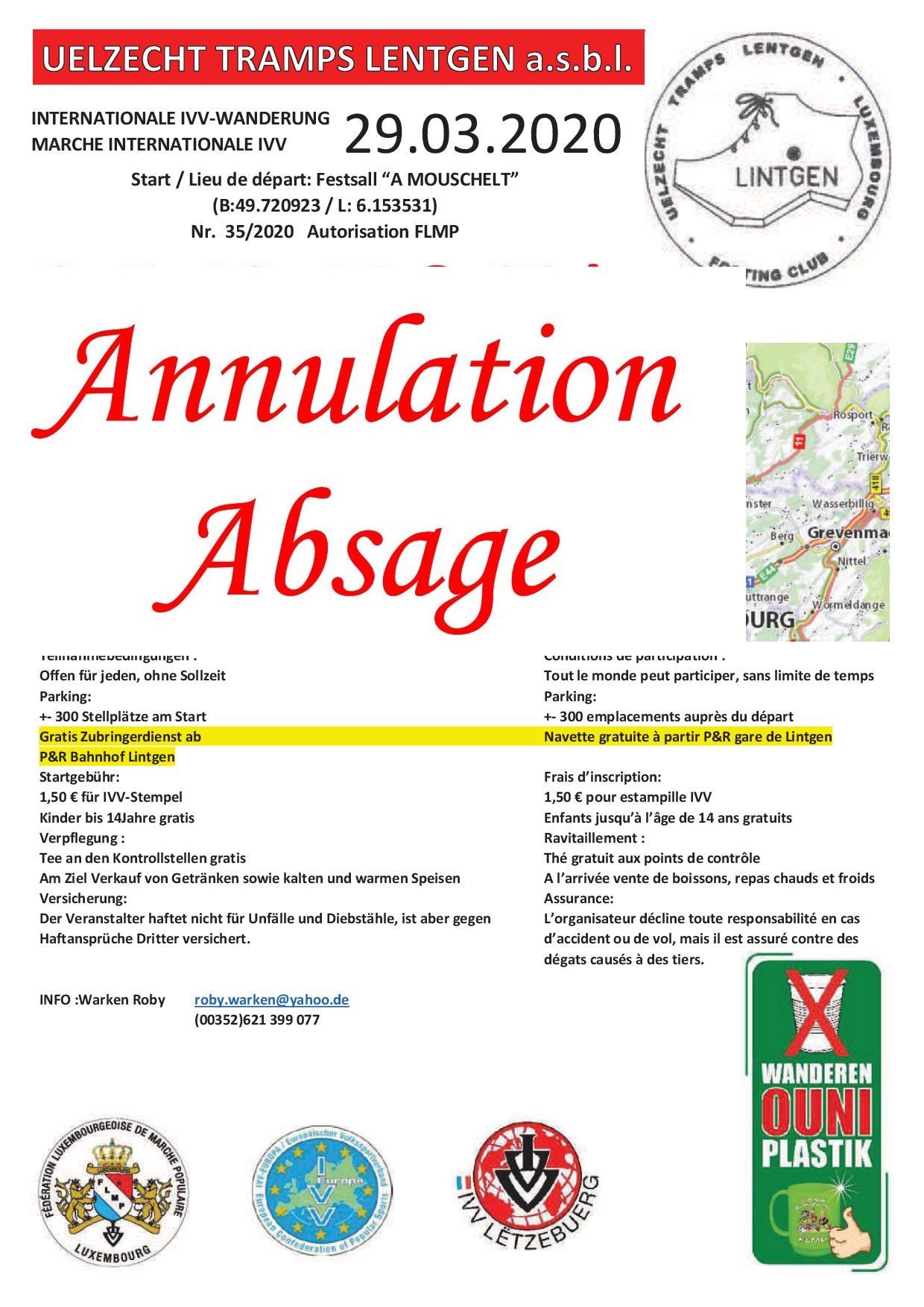 ANNULATION LINTGEN FLMP IVV WANDERUNG 