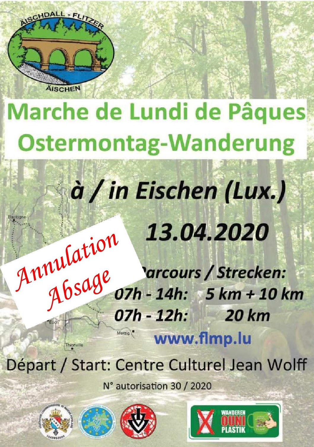 ANNULATION/ABSAGE EISCHEN FLMP IVV OSTERMONTAGWANDERUNG