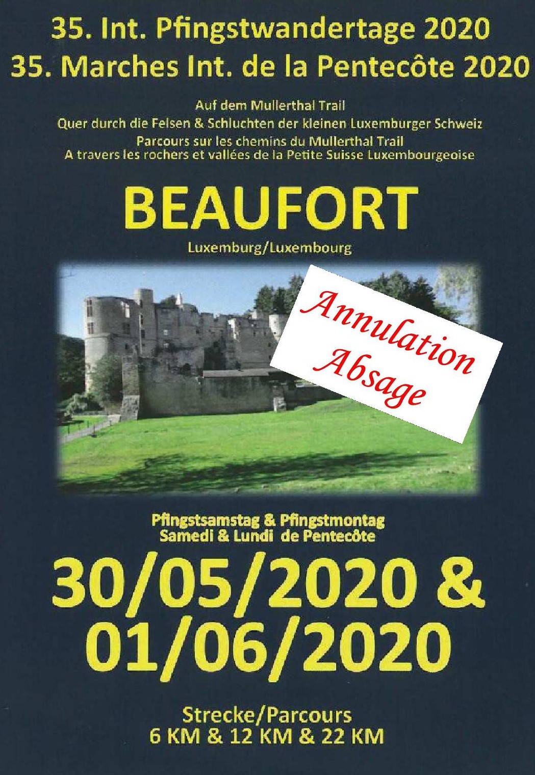 ANNULATION/ABSAGE BEAUFORT FLMP IVV WANDERUNG 