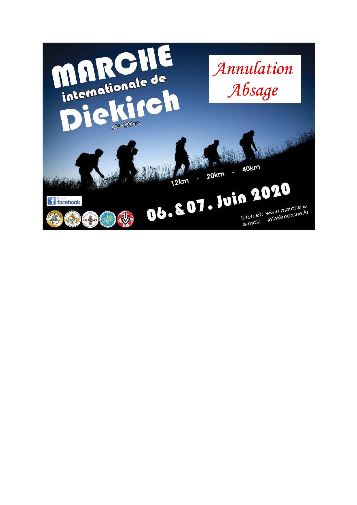 ANNULATION/ABSAGE DIEKIRCH FLMP IVV WANDERUNG 