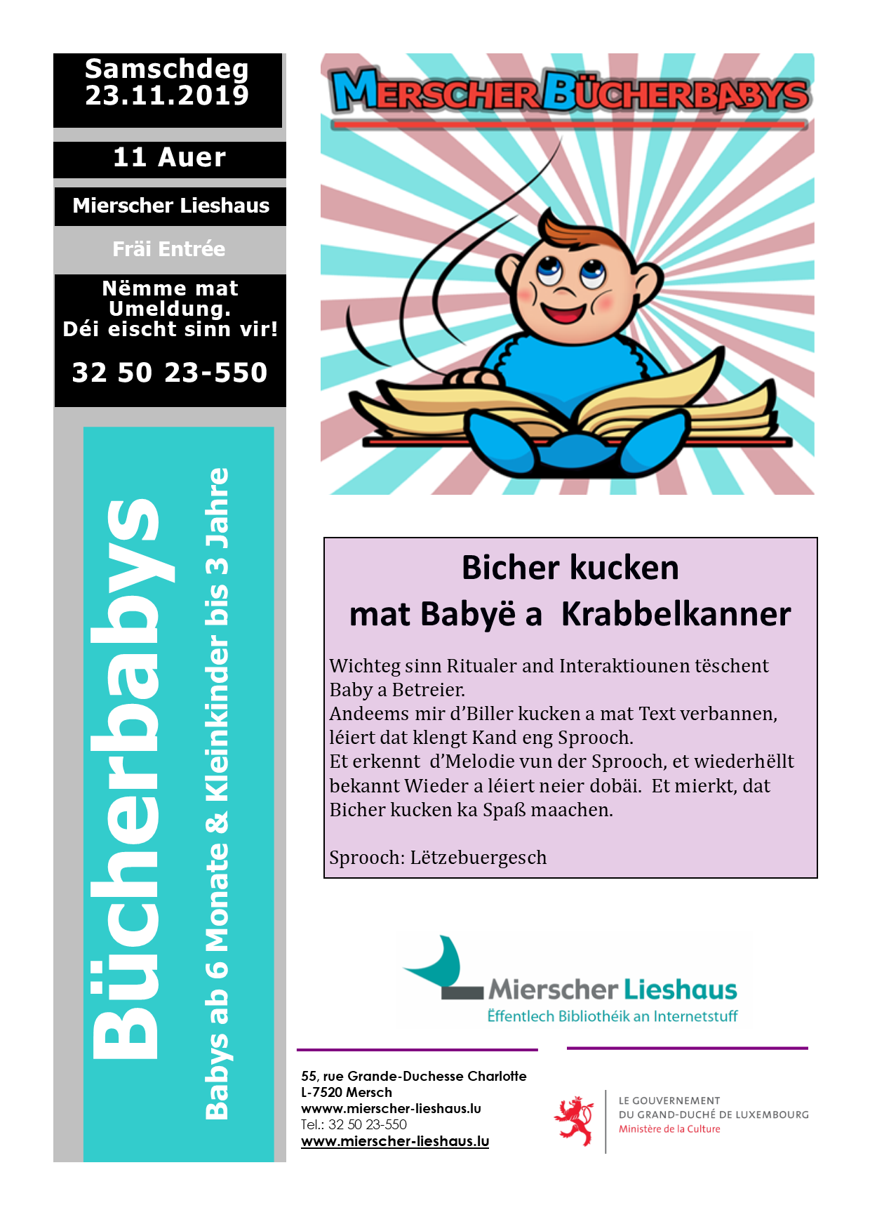 BÜCHERBABYS-Lesung für Babys ab 6 Monaten und Kleinkinder bis max. 3 Jahren