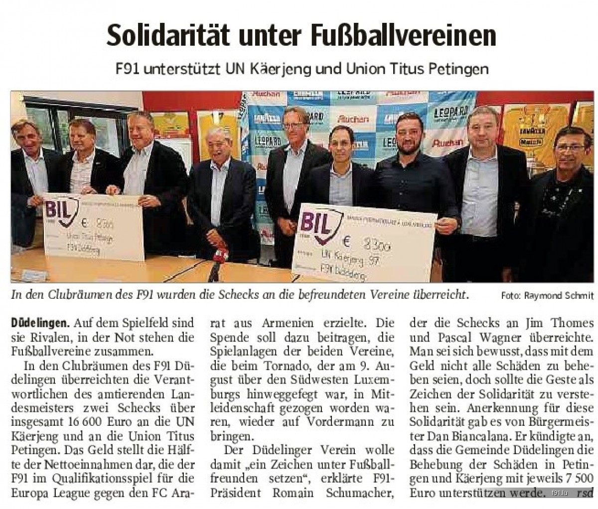 Solidarität unter Fussballvereinen