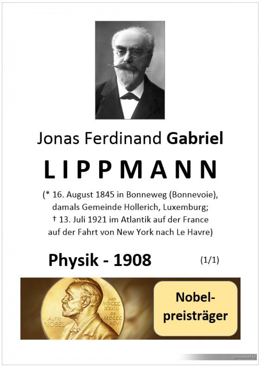 Nobelpreis - LIPPMANN Gabriel (1845-1921)