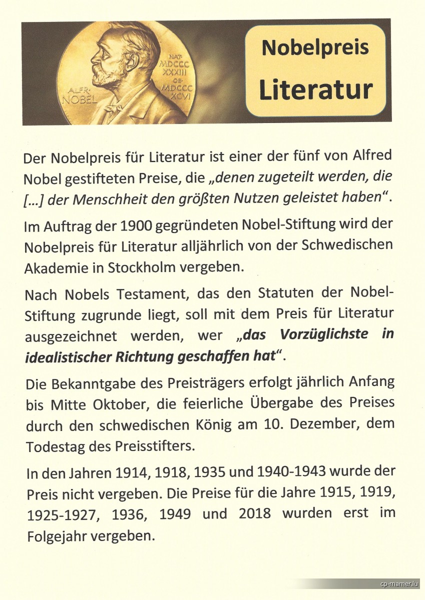 Nobelpreis - Nobelpreisträger für Literatur