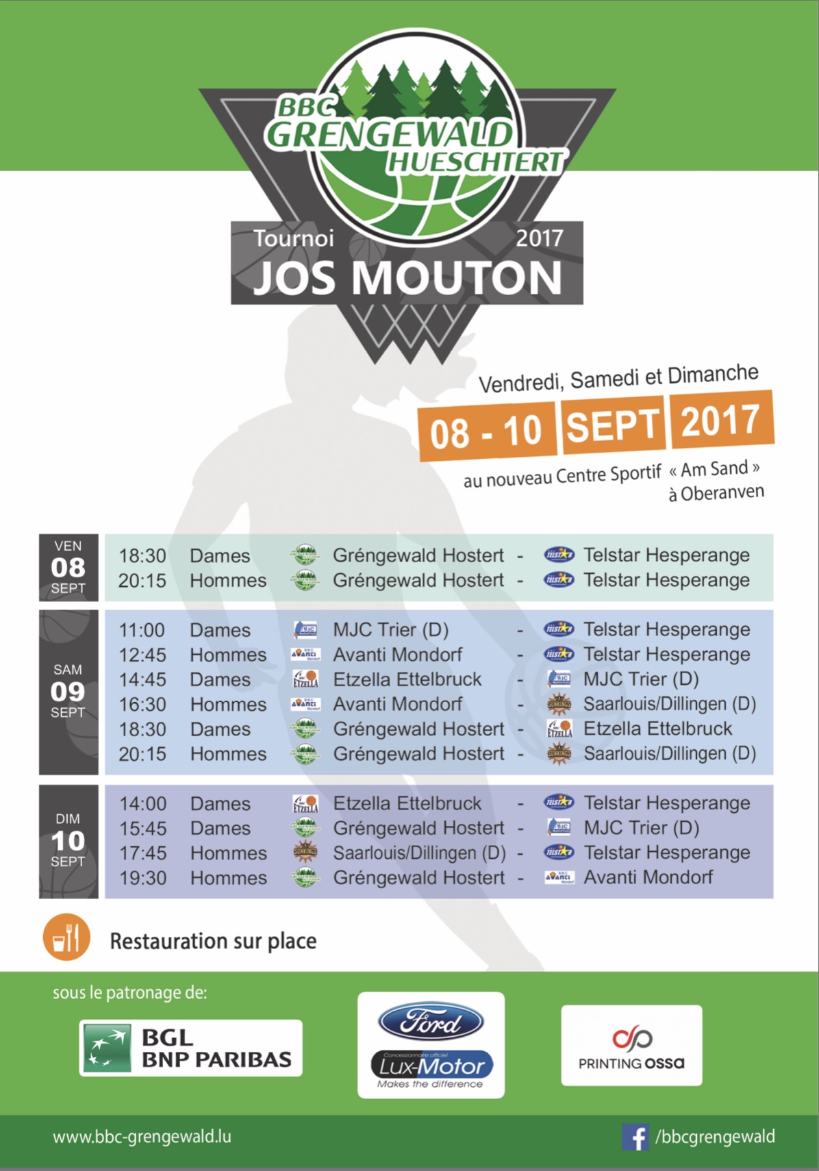 Tournoi Jos Mouton 9.-11. September 2017 Tournoi Jos Mouton 9.-11. September 2017