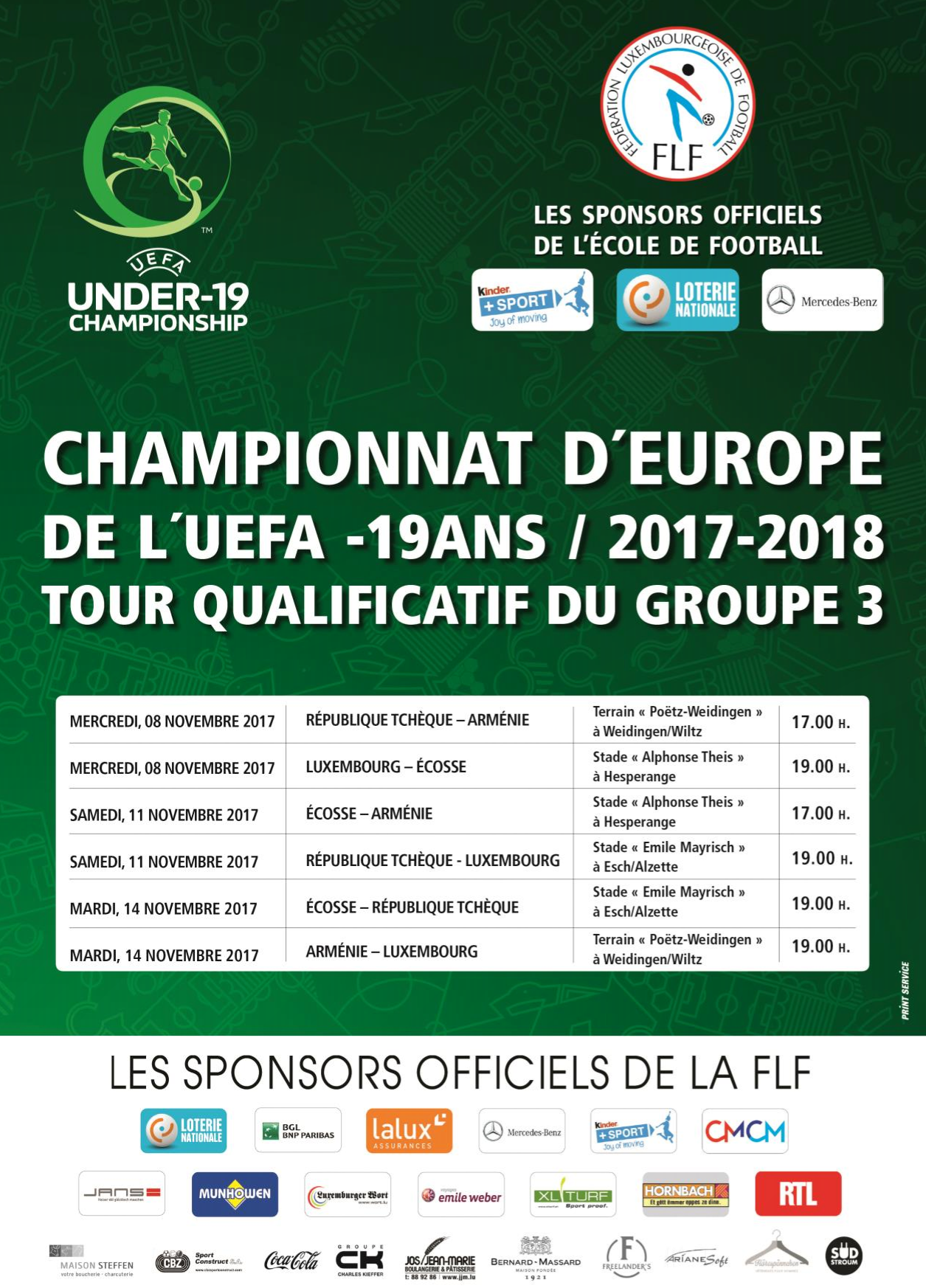 17ième CE-19 ans de l'UEFA, tour de qualification, 08.11 - 14.11.2017 17ième CE-19 ans de l'UEFA, tour de qualification, 08.11 - 14.11.2017
