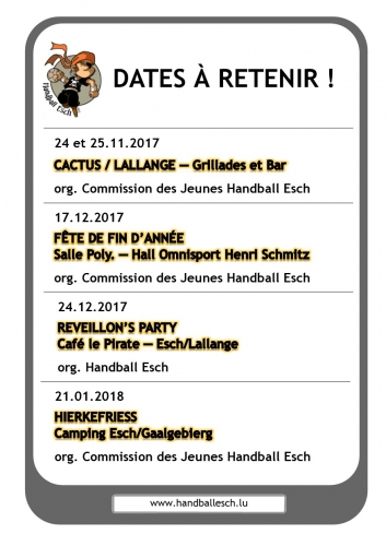 Dates à retenir