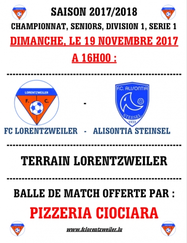 Score final: FC LORENTZWEILER - FC Alisontia Steesel Score final: FC LORENTZWEILER - FC Alisontia Steesel