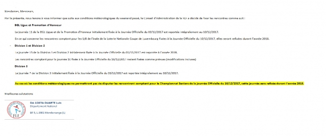 LE derby Jeunesse - CS FOLA aura lieu le 10/12/2017 à la frontière
