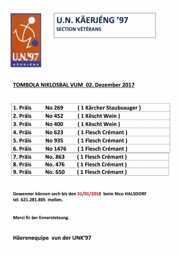 Tombola Niklosbal 02.12.17