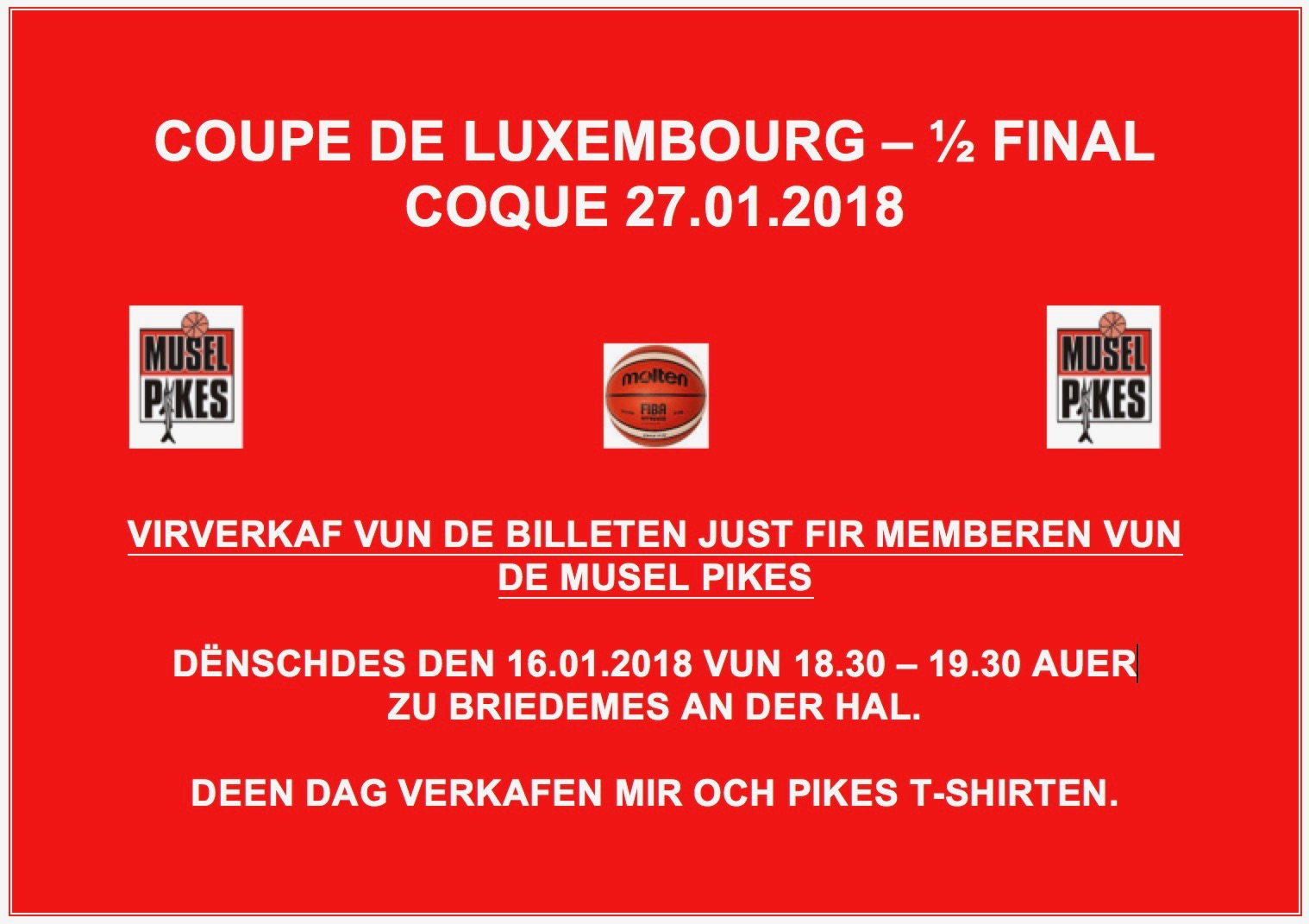 VIRVERKAF VUN DE BILLETEN