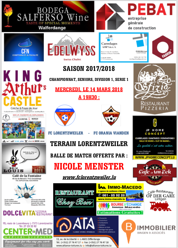 Score final: FC LORENTZWEILER - Orania Vianden