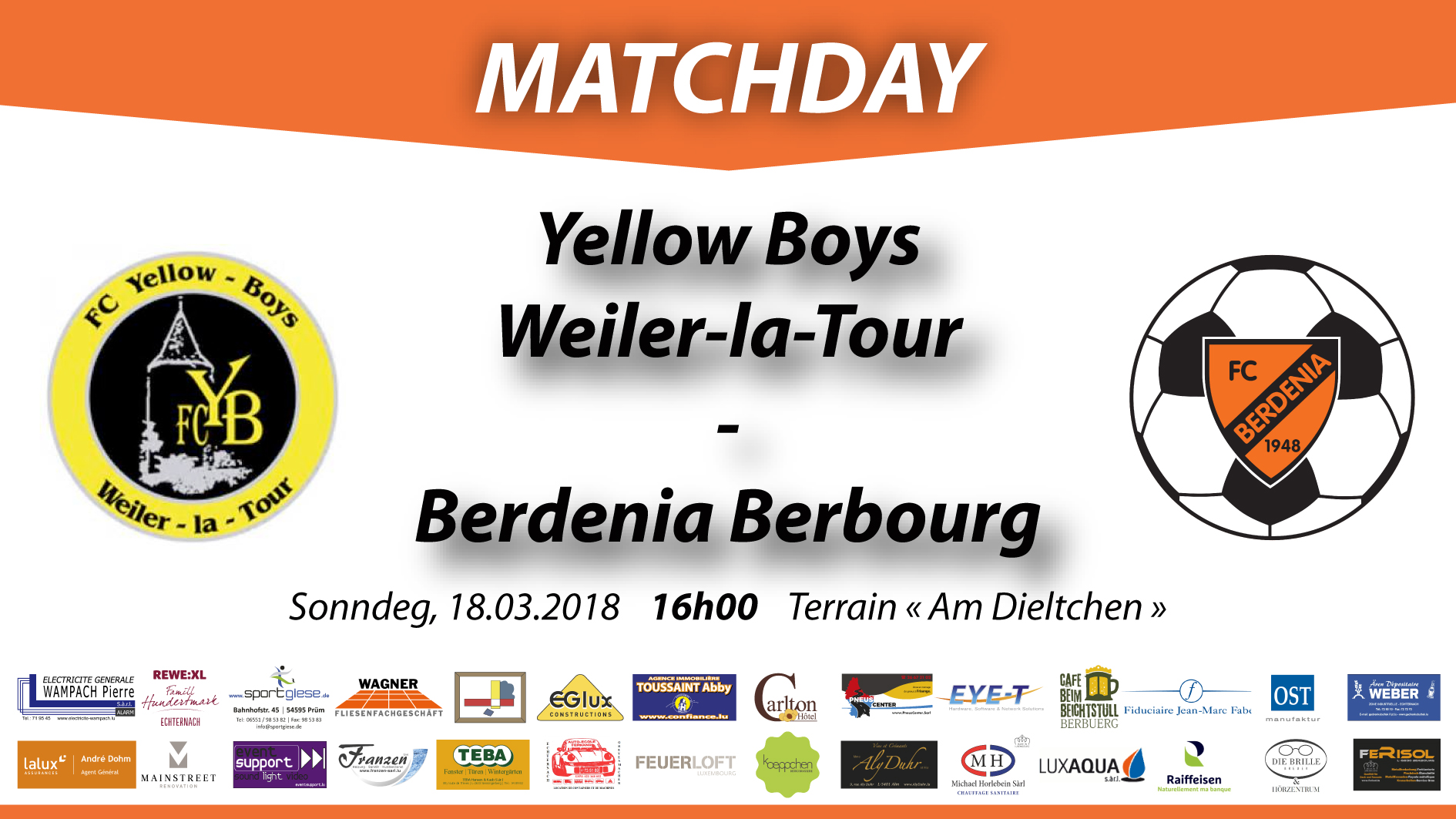 MATCHDAY: FC Yellow Boy Weiler-la-tour - FC Berdenia Berbourg