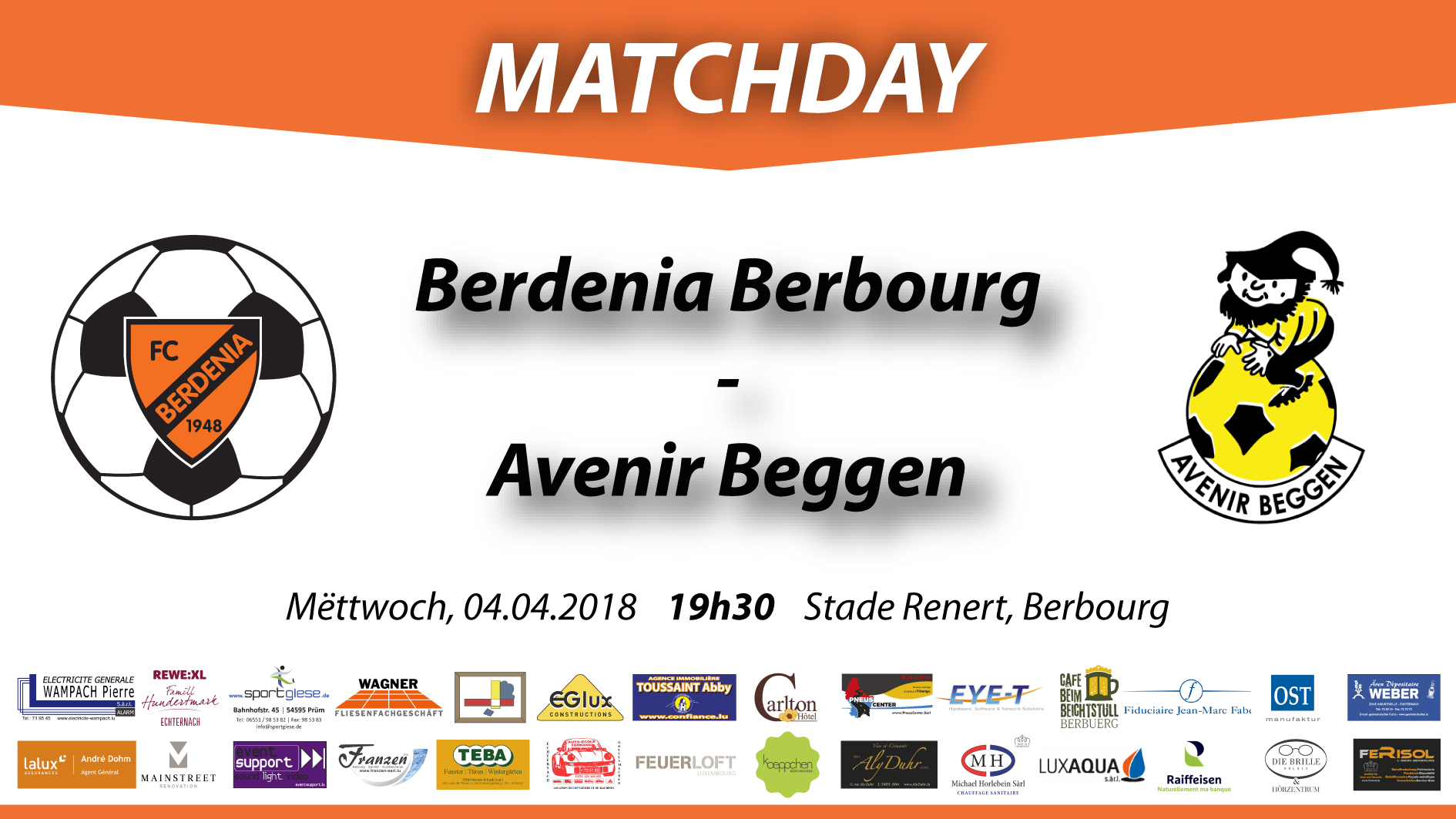 Matchday: FC Berdenia Berbourg - FC Avenir Beggen