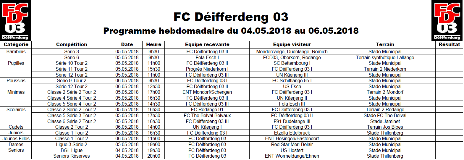 Programme du 04.05 au 06.05