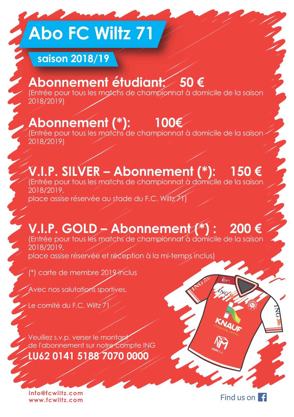 Abo-Präisser fir Saison 2018/2019 Abo-Präisser fir Saison 2018/2019