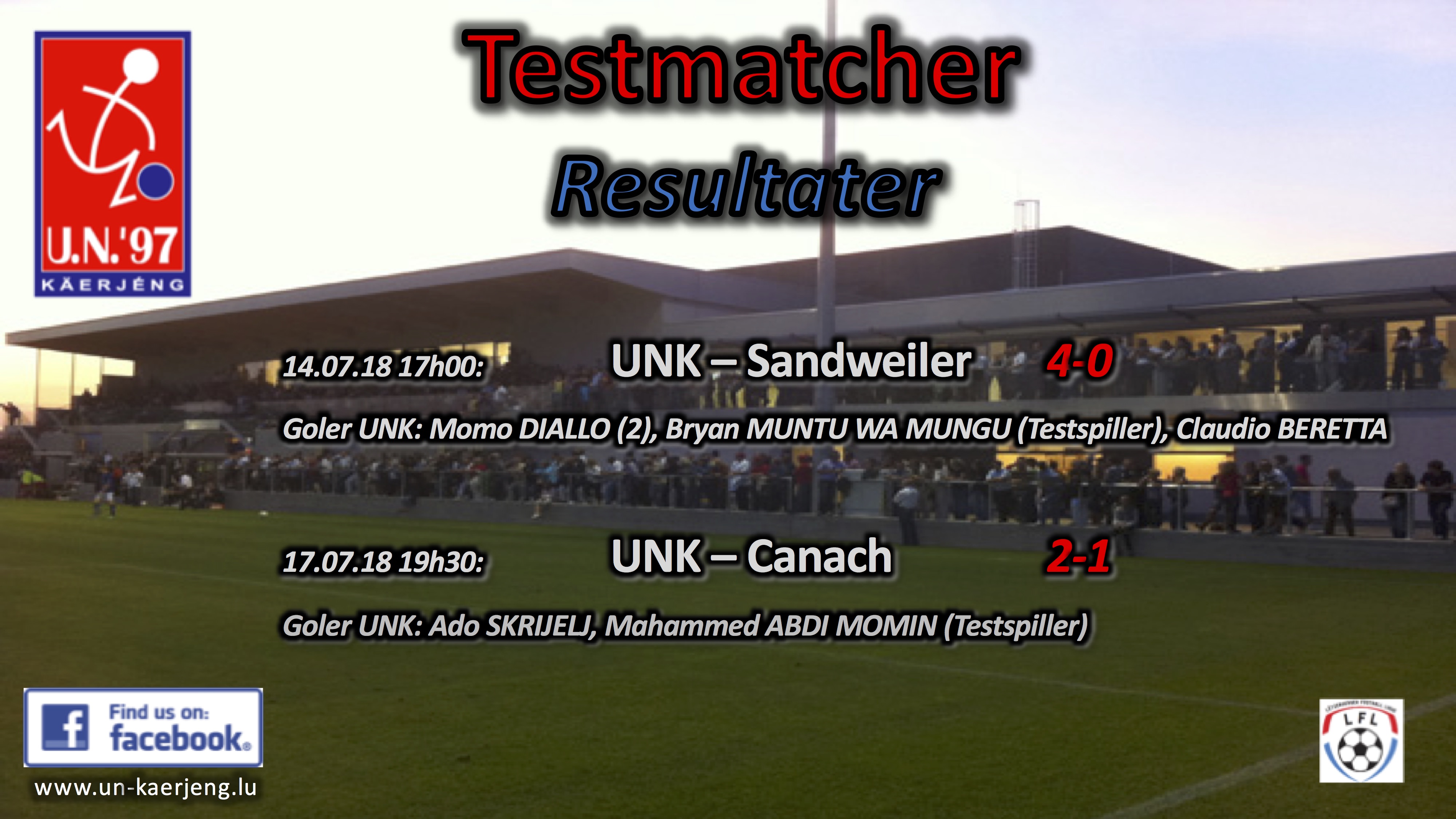 *** Resultater Testmatcher *** *** Resultater Testmatcher ***