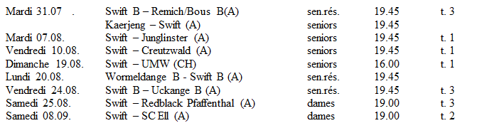 Programe des matchs à Hesperange