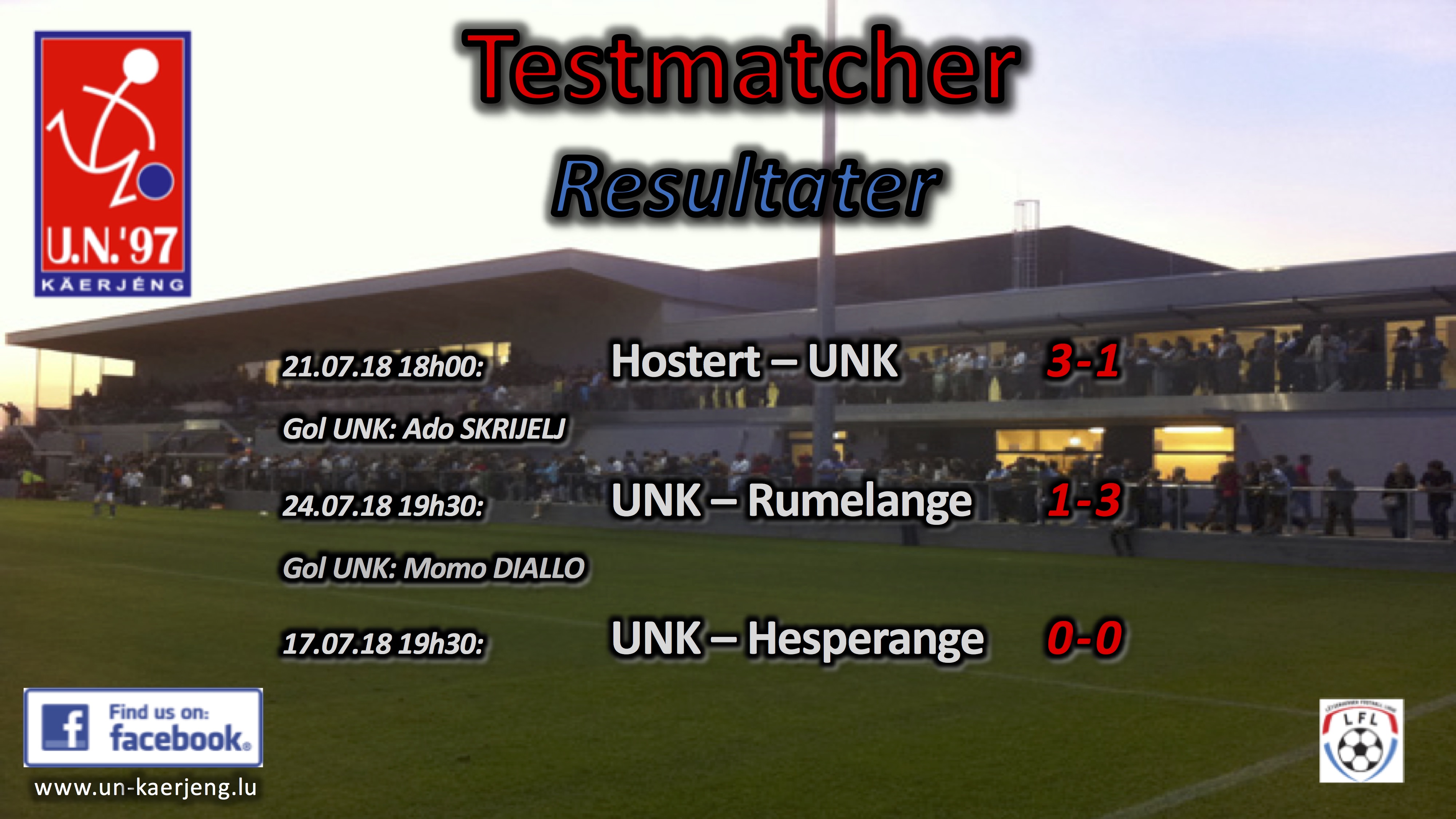 *** Resultater Testmatcher *** *** Resultater Testmatcher ***
