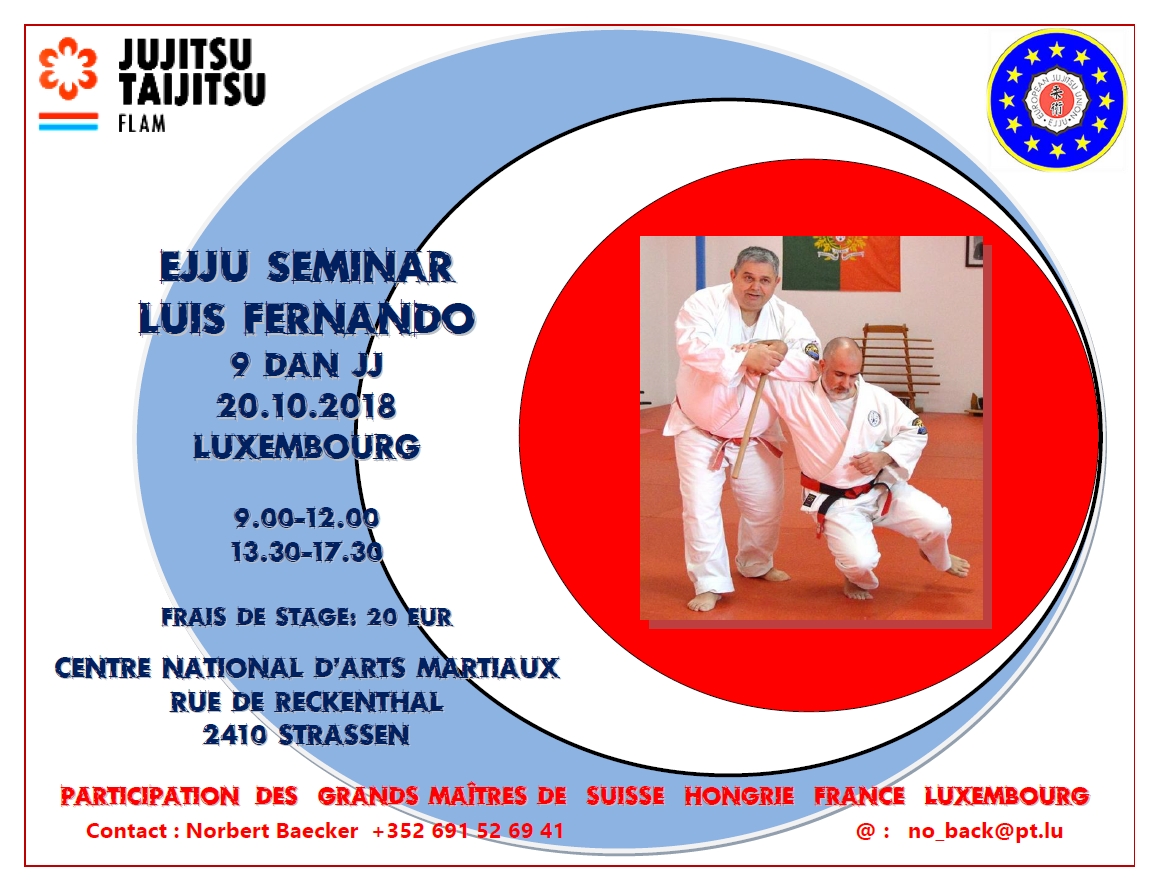 Stage EJJU: 20 octobre à Strassen avec Luis Fernando (9e Dan)