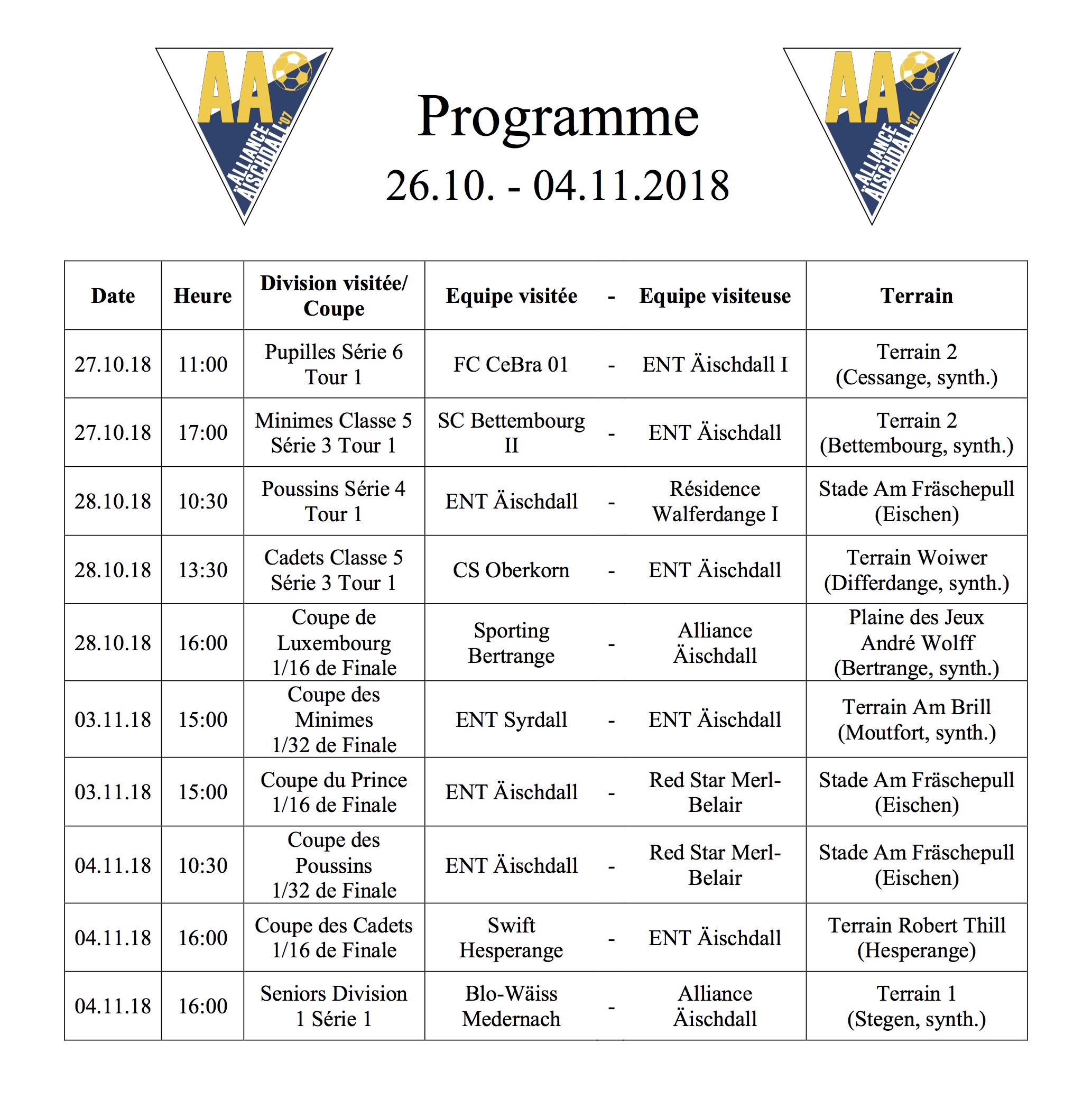 Programm 26.10.-04.11.2018