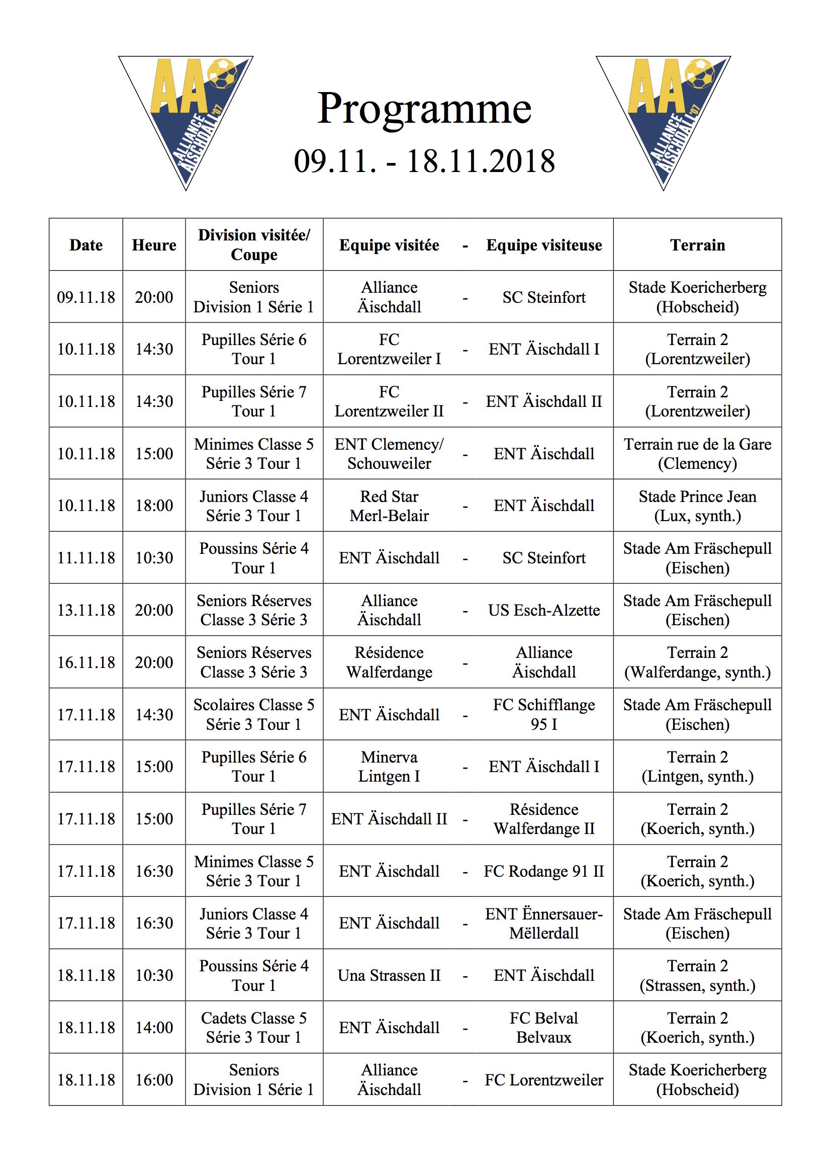 Programm 02.11.-11.11.2018
