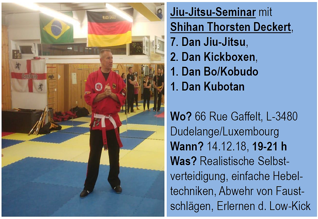 Jiu-Jitsu-Seminar 14. Dezember mit Shihan Thorsten DECKERT Jiu-Jitsu-Seminar 14. Dezember mit Shihan Thorsten DECKERT