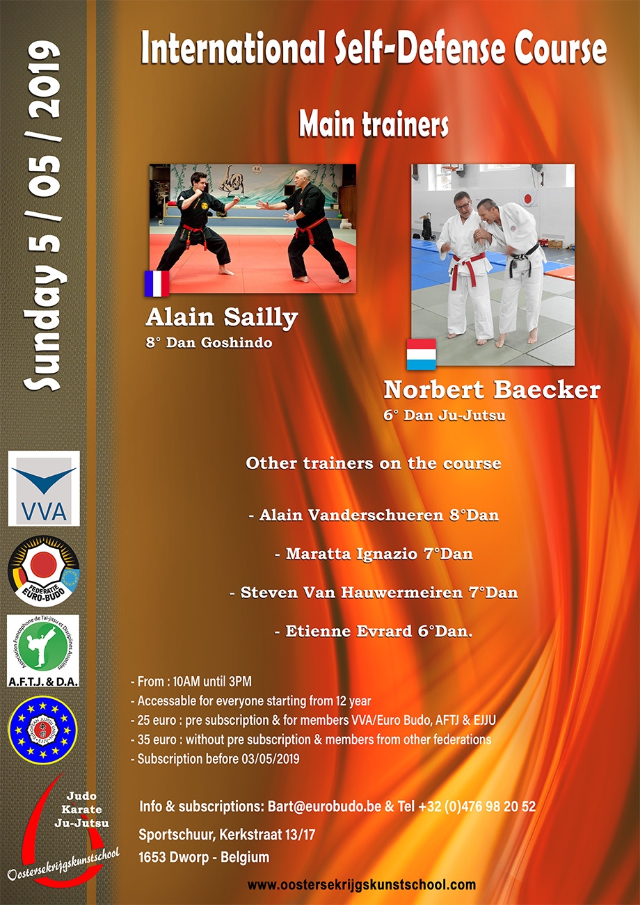 Stage Interntional Self-Défense à Dworp (Belgique) le 5 Mai