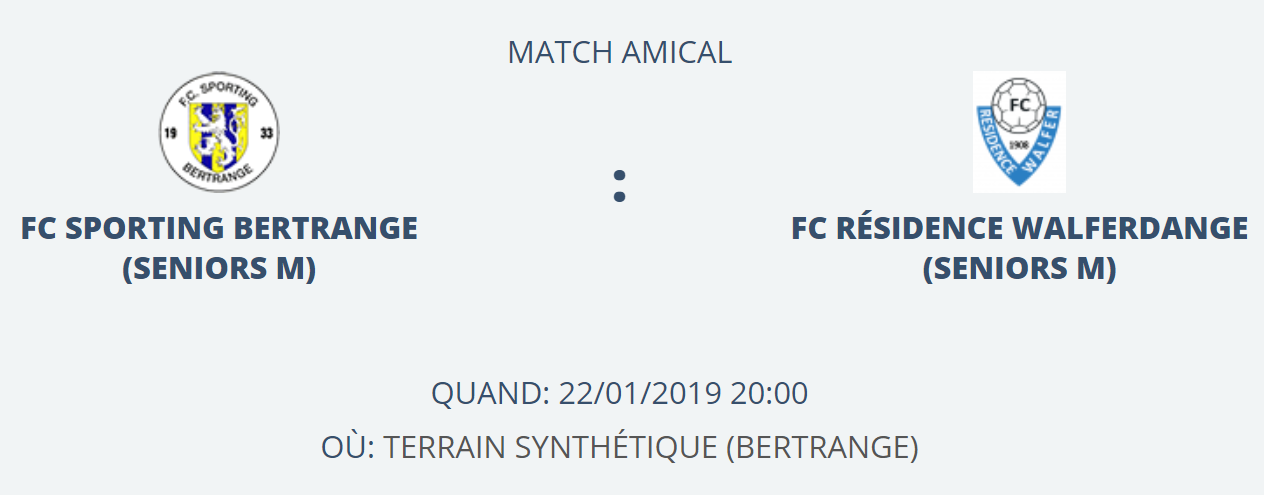 22/01/2019 Match Amical annulé à cause de la neige