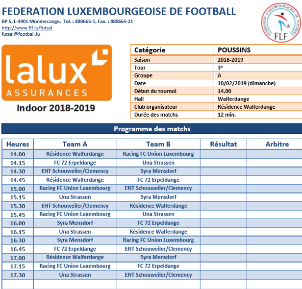 10/02/2019 Poussins Lalux Indoor CUP 2019