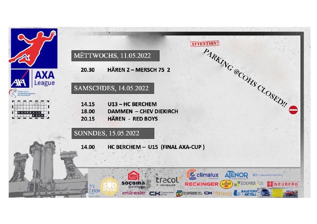 Matchs du 11 au 15.05.2022 Matchs du 11 au 15.05.2022