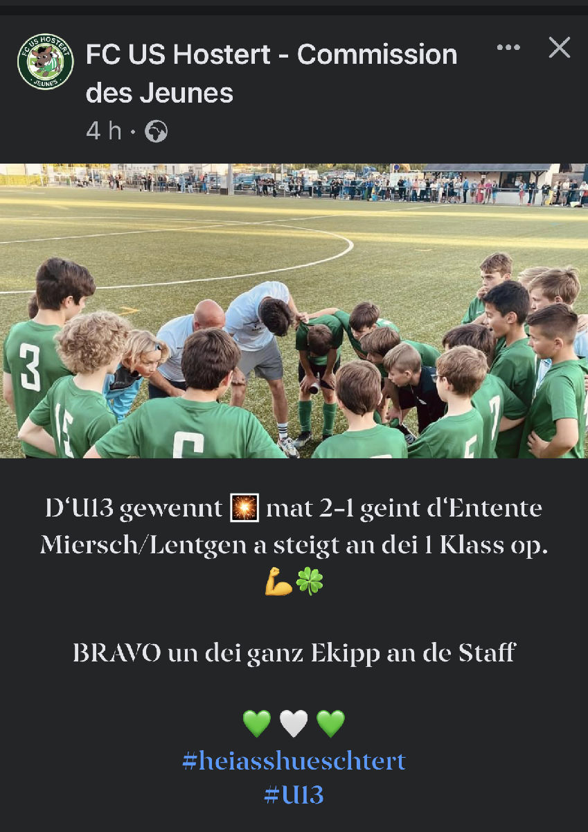 Minimes U13 vum USH steigen an 1. Klass !