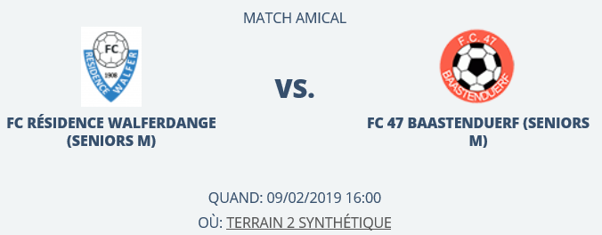 09/02/2019 Match amical 16h00 à Walferdange