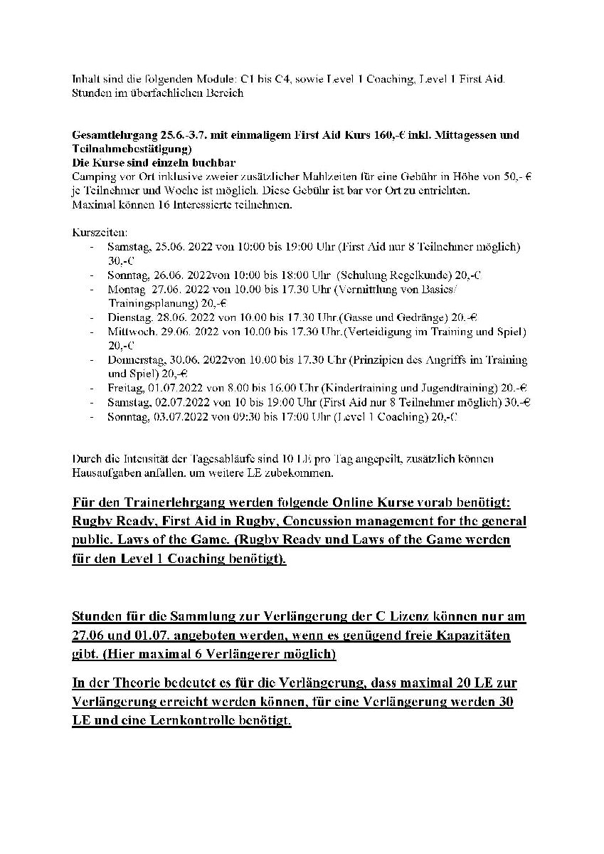 Inhalt Trainerlehrgang beim RSV Köln