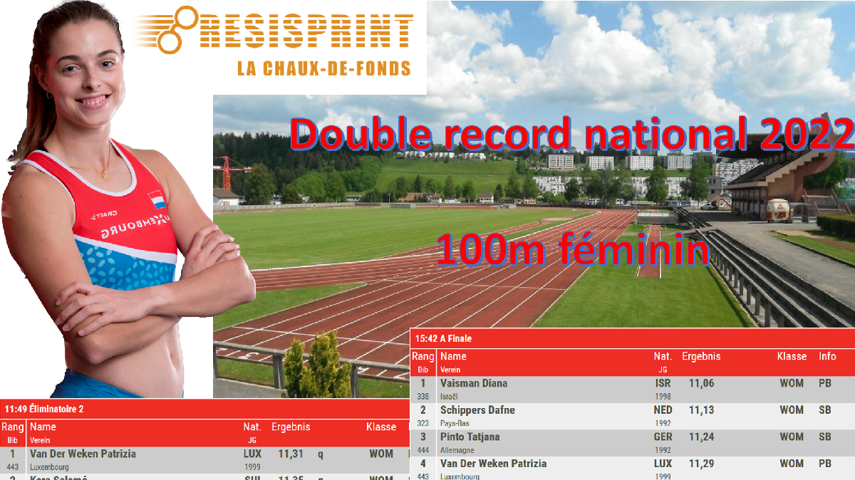 Double record National du 100m féminin Patrizia van der Weken - 03/07/2022, La Chaux de Fonds Double record National du 100m féminin Patrizia van der Weken - 03/07/2022, La Chaux de Fonds