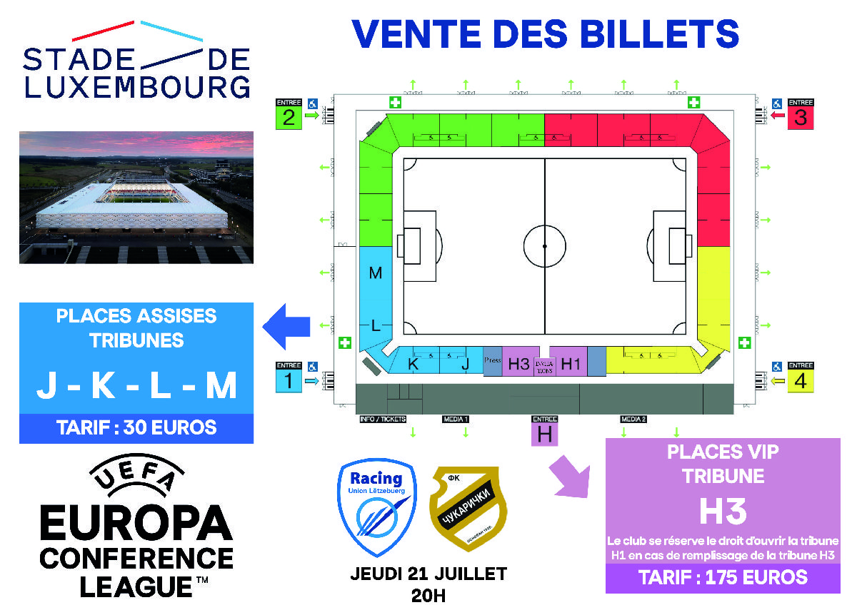 Europa Conference League : la billetterie en ligne pour Racing vs Cukaricki est ouverte Europa Conference League : la billetterie en ligne pour Racing vs Cukaricki est ouverte