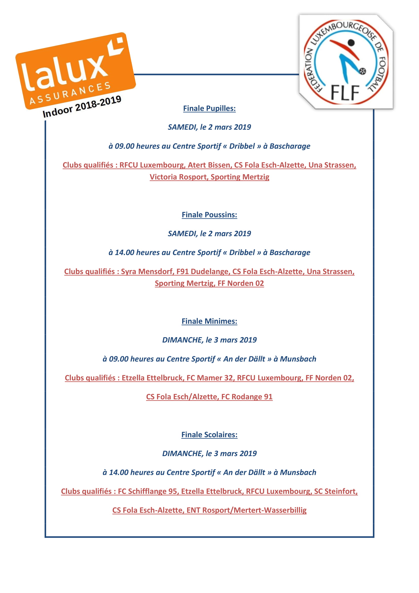 Finales LaLux Indoor Cup 2019 Finales LaLux Indoor Cup 2019