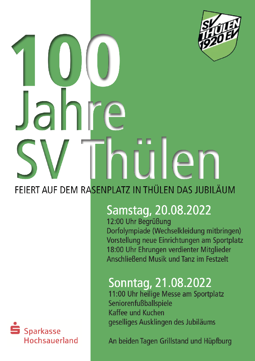 100 JAHRE SV 1920 Thülen 100 JAHRE SV 1920 Thülen