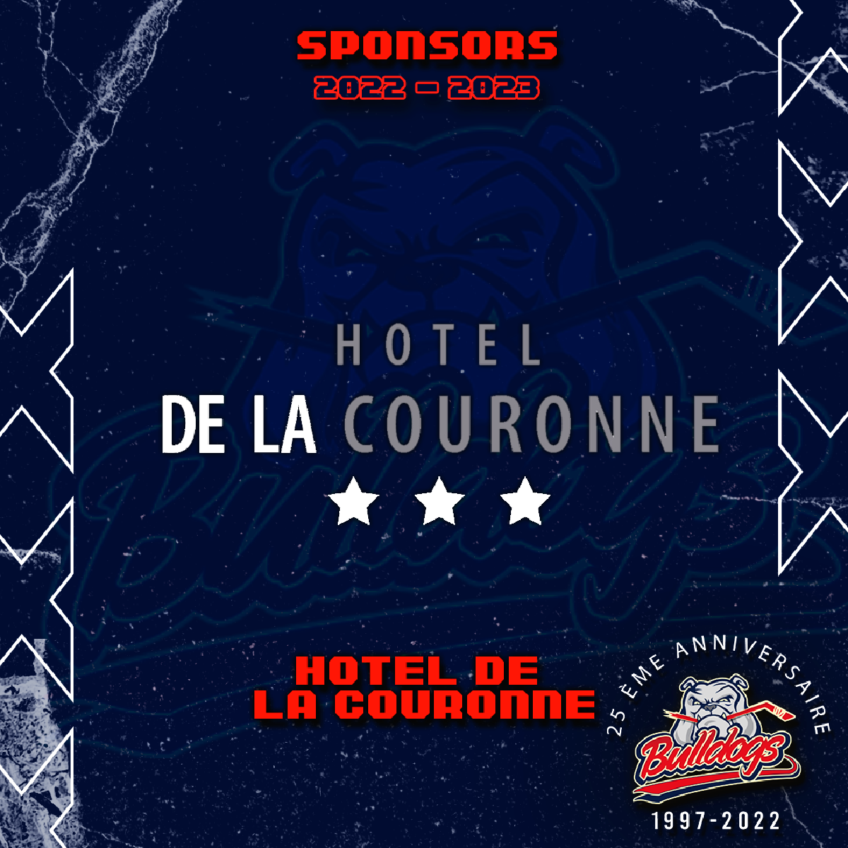 NEWS - HOTEL DE LA COURONNE - SPONSOR DES BULLDOGS DE LIEGE POUR LA SAISON 2022-2023