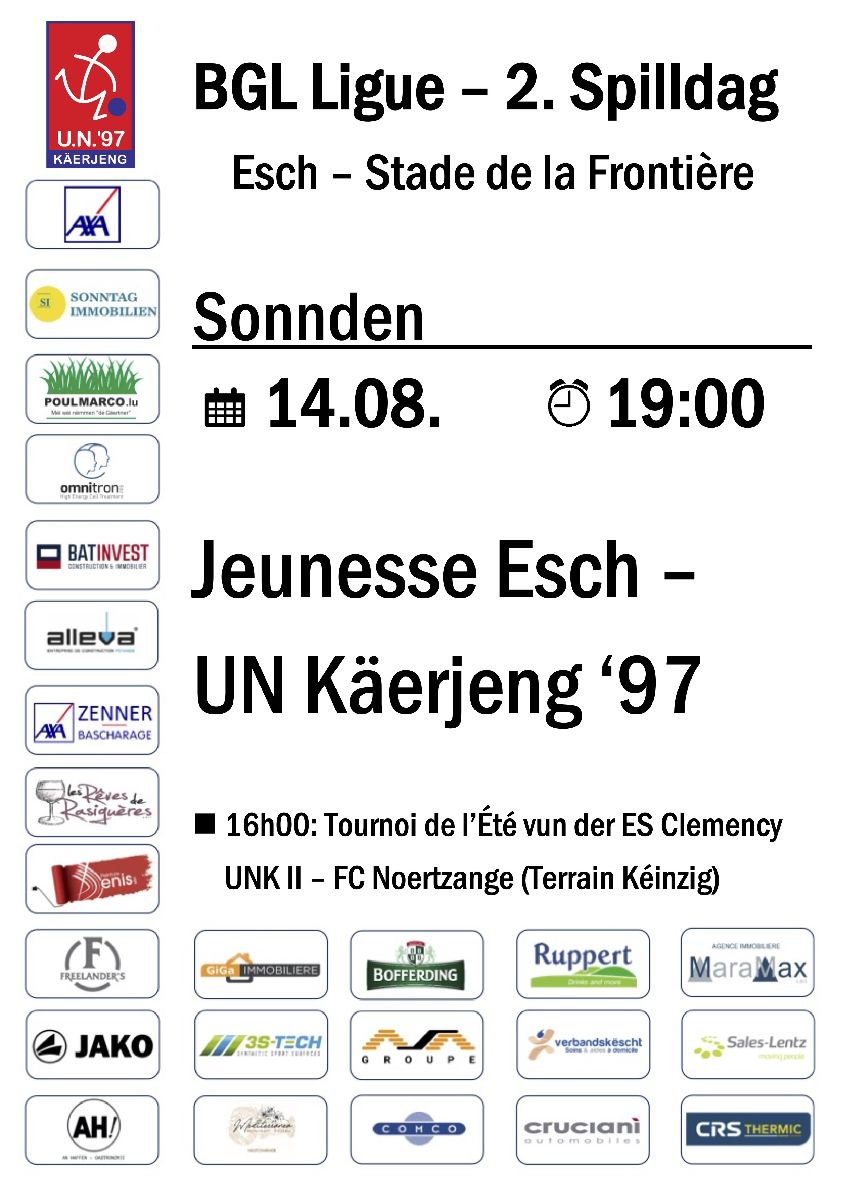 Jeunesse - UNK um 19h00 Jeunesse - UNK um 19h00