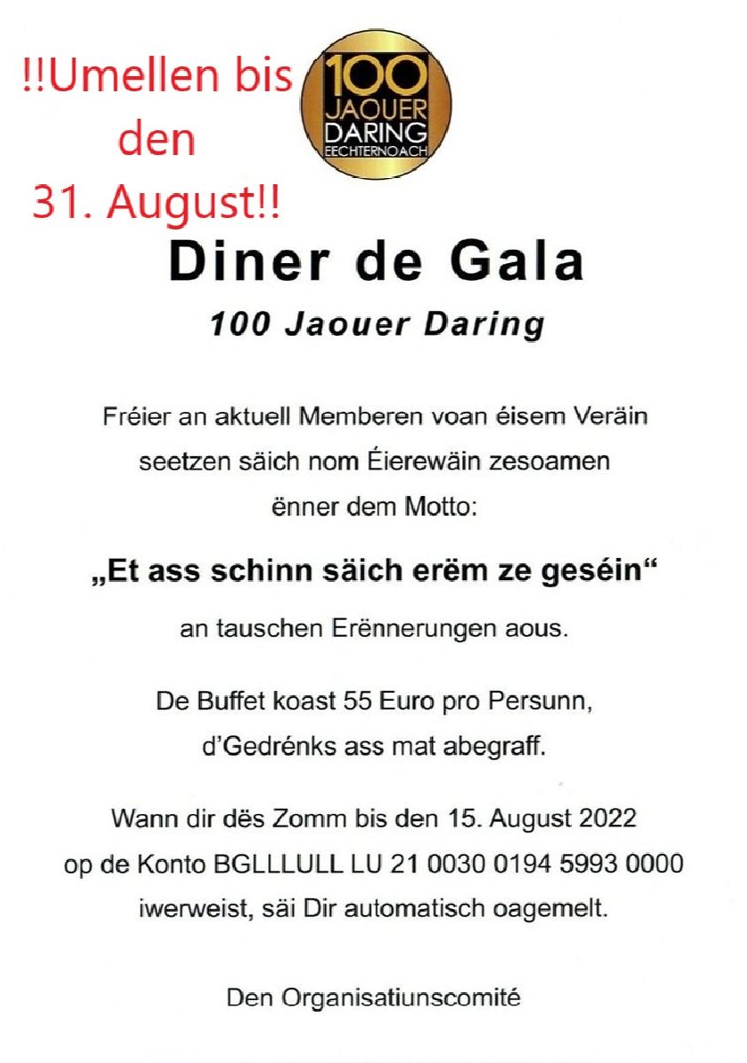 Umeldung Gala-Dinner Umeldung Gala-Dinner