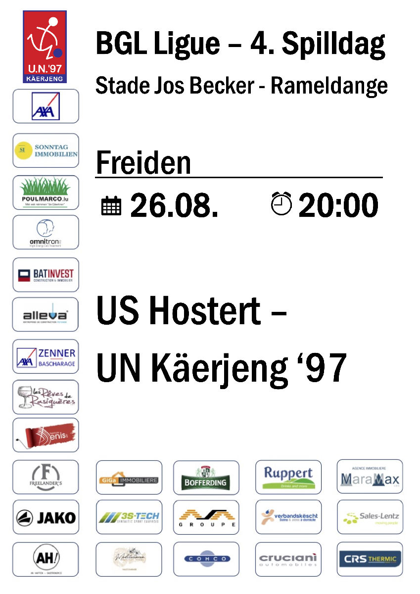 Hueschtert - UNK e Freiden um 20h00
