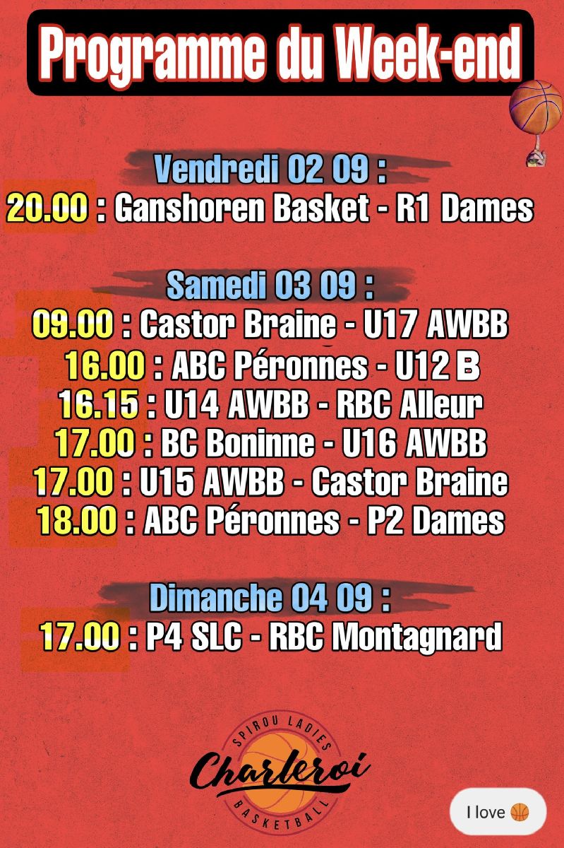 Programme du W.E. Du 02 au 04 septembre