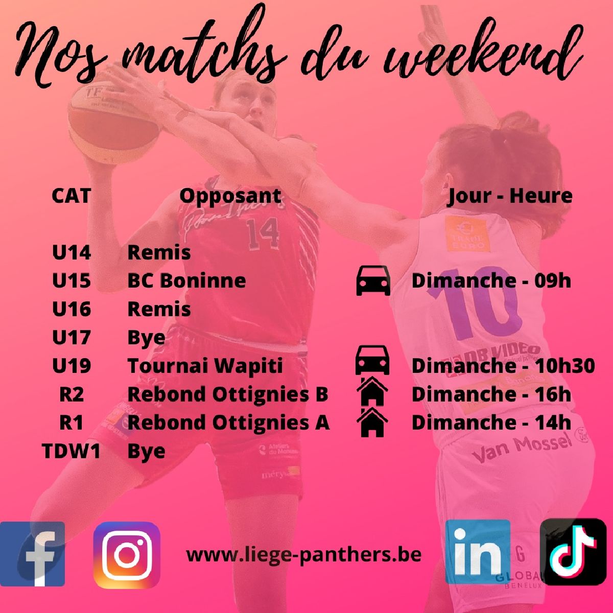 Les matchs du week-end